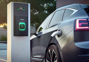 Elektroauto beim Laden an Ladestation