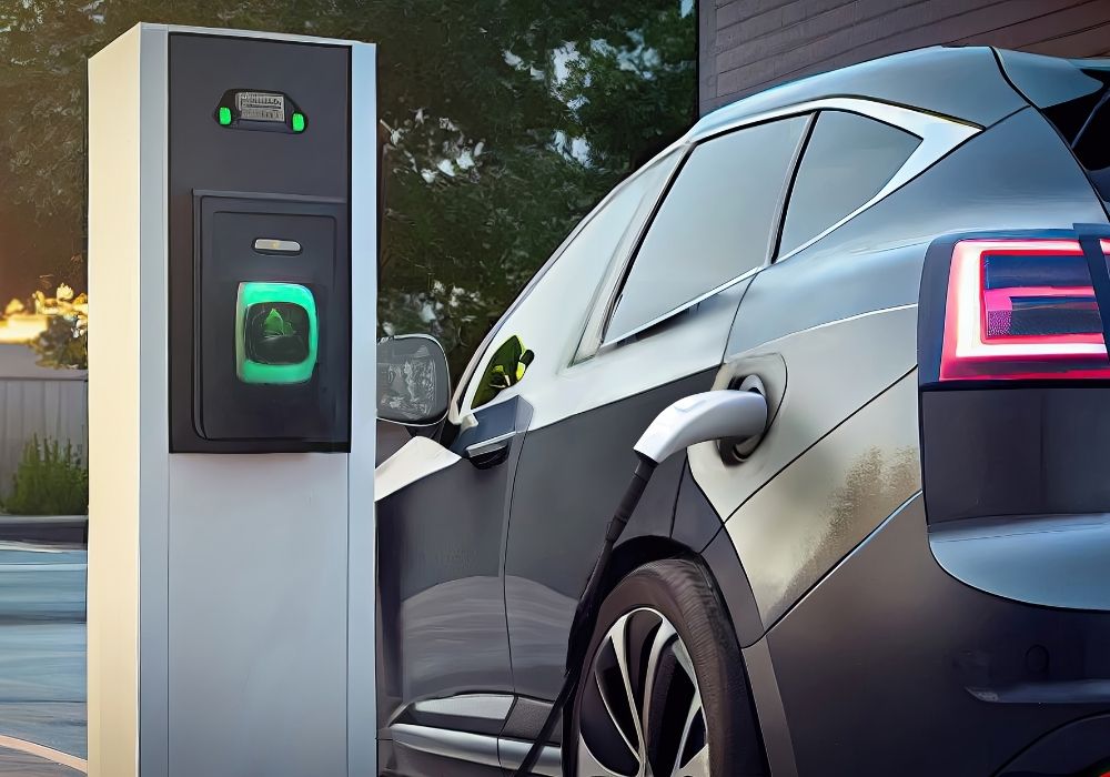 Elektroauto beim Laden an Ladestation