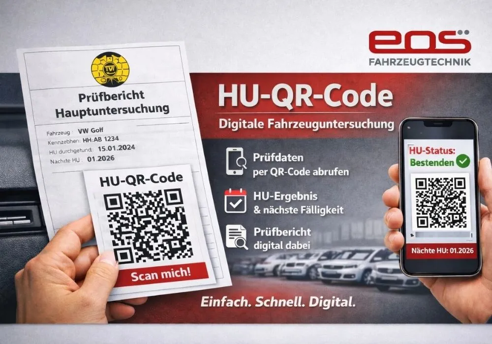 HU-QR-Code auf dem Prüfbericht zur digitalen Fahrzeuguntersuchung