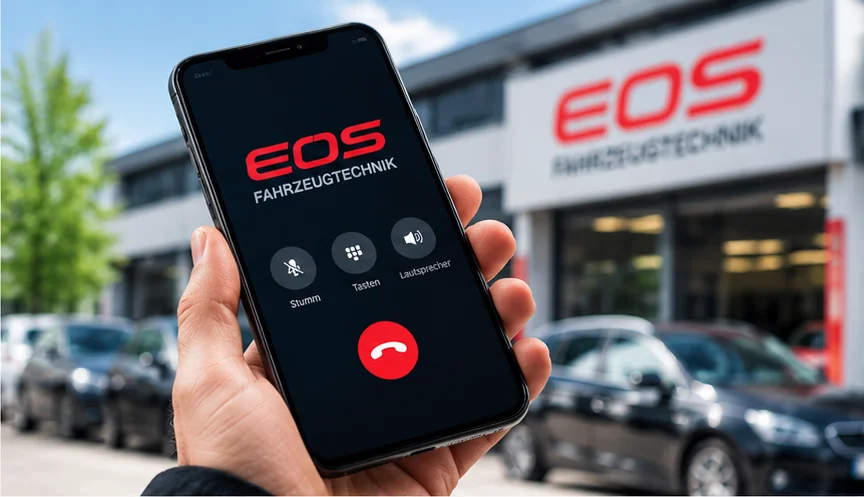 Anruf bei EOS Fahrzeugtechnik vor der Prüfstelle in Berlin